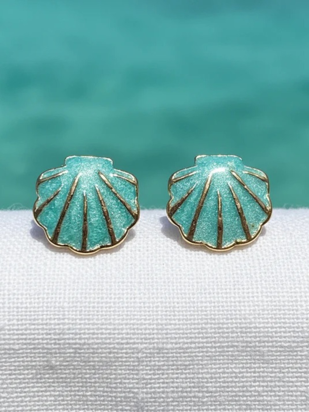 Turquoise Shell Stud Earrings